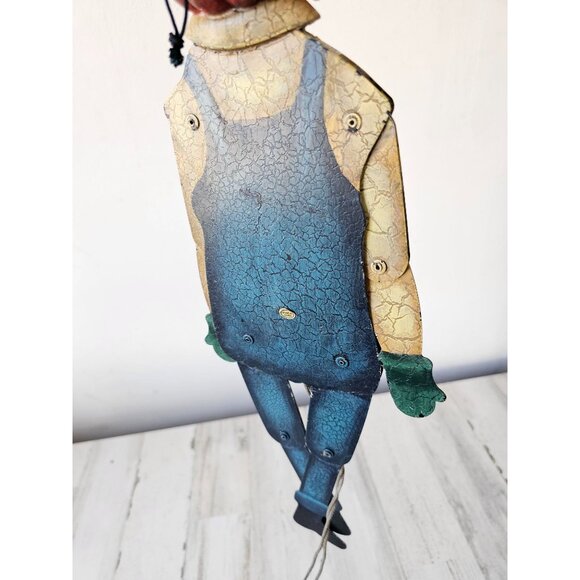 Large metal pull string pumpkin Halloween farmer unique hanging decor - Picture 9 of 9